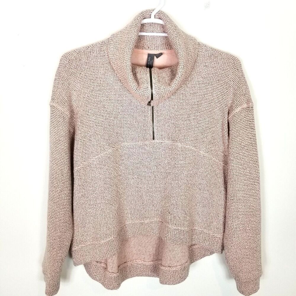 Sweaty Betty Women Restful Boucle Half Zip Sweatshirt Sz 8 High Neck Hi Low Pink